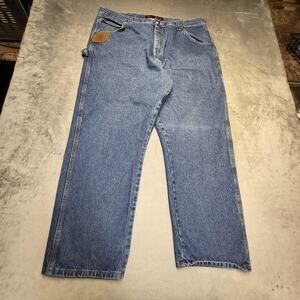 Wrangler DuraShield Jeans Mens 42x30 Blue Medium Wash Relaxed Fit Straight Denim